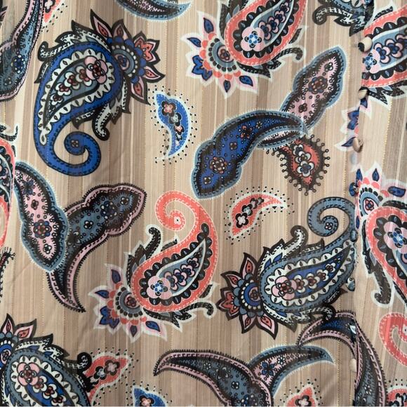 Marée Pour Toi Paisley Print Button Down Slit Front Maxi Dress Sparkle Accent 20 - Picture 8 of 15